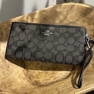 Coach Signature Black and Gray Wristlet
